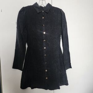 Olivaveous Cupro Fit And Flare Button Down Dress Small Boutique Goth Minimalist